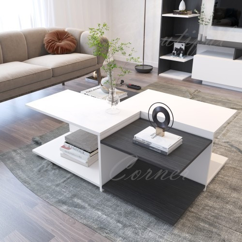 طاولة وسط رمادي غامقA مع ابيض - موديل Panella