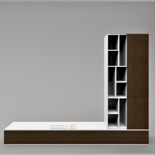 طاولة تلفاز ابيض مع بني موديل Victorya