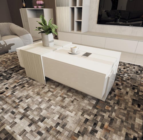 طقم طاولات ابيض مع رمادي موديل Victorya