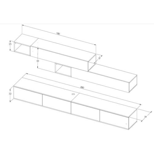 طقم طاولات بني 2060 و اسود مع اضاءة - موديل NewLus...