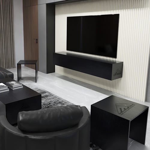 طقم طاولات جانبية لون اسود -موديل Aura