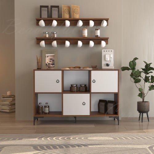 ركن كوفي بني مع ابيض- موديل Hexa