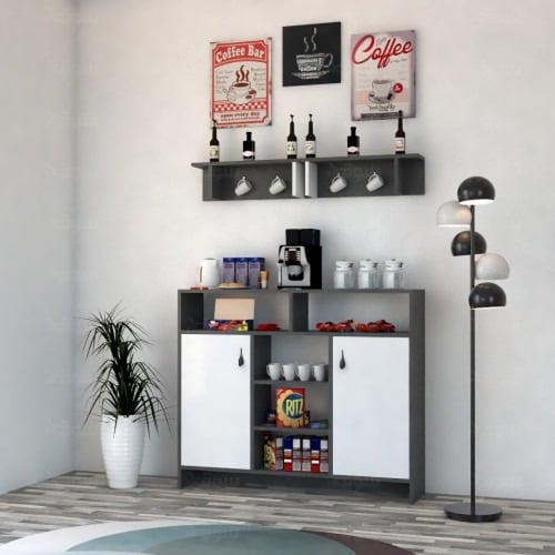 ركن قهوة ابيض مع رمادي غامق - موديل RC02