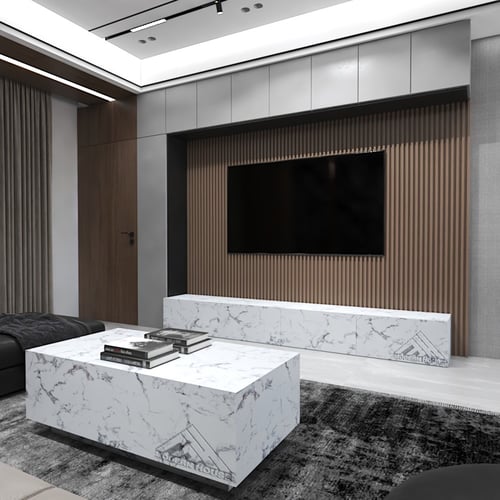 طاولة تلفاز معلقه مقاس 280 لون رخامي-موديل Lusy