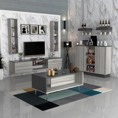 طقم طاولات رمادي غامق مع رمادي فاتح-موديل Sh36