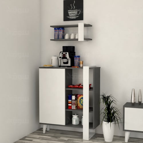 ركن قهوة ابيض مع رمادي غامق -موديل Rc19