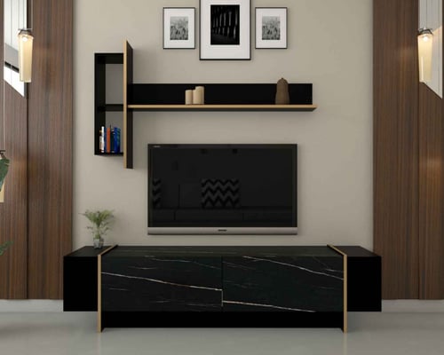 طقم طاولات اسود رخامي مع ذهبي-موديل SH60