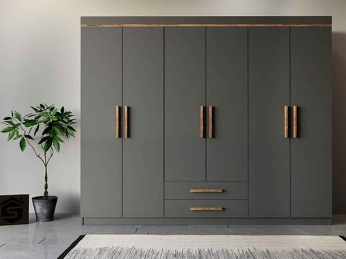 غرفة نوم رمادي غامق مع خشبي - موديل SetBR-03