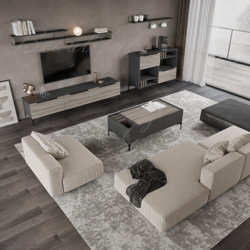 طقم طاولات رمادي غامقA مع رمادي فاتح - موديل palm