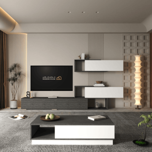 طاولة وسط رمادي 2031 مع ابيض - موديل Violet