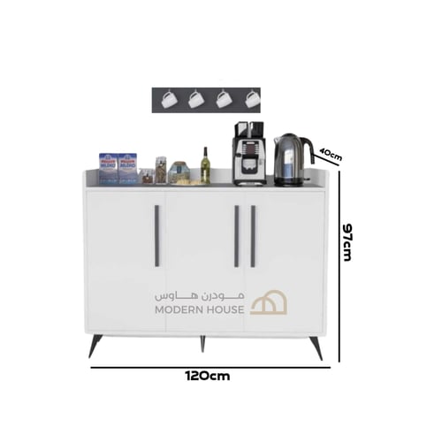 ركن قهوة ابيض مع رمادي غامق- موديلRC07