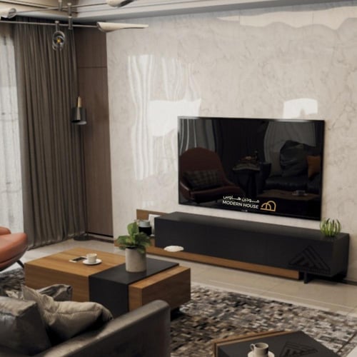 طقم طاولات اسود مع بني 2060 _موديل Sozan