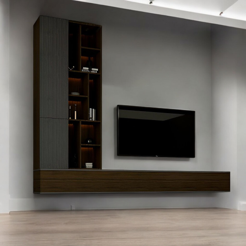 طاولة تلفاز رمادي 2031 مع بني 2001_موديل Victorya