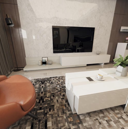 طاولة تلفاز ابيض مع رمادي 2020 _موديل Sozan