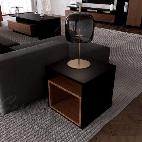 طقم طاولات اسود مع بني 2060 -موديل Alfa