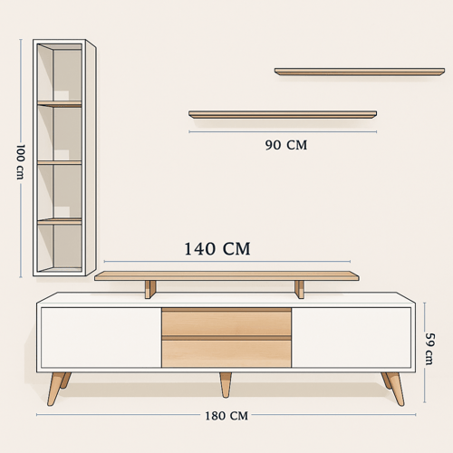 طاولة تلفزيون ابيض - موديل TV04