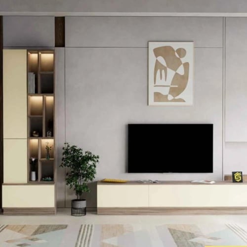 طاولة تلفزيون خشبي EX مع بيج- موديل Tv 61