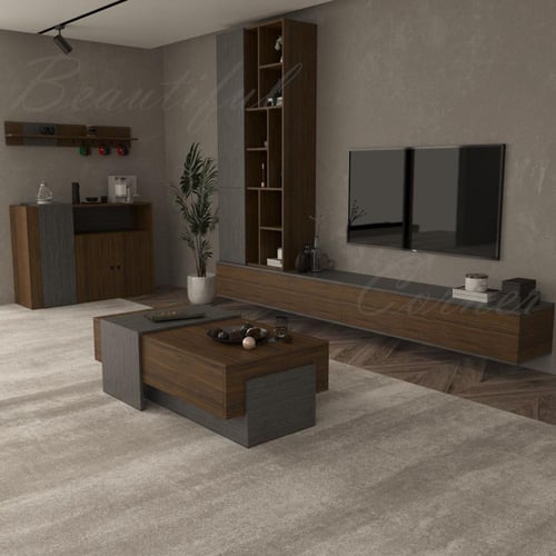 ركن قهوة رمادي 2031 مع بني 2001_موديل Sozan