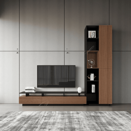 طاولة تلفاز اسود مع بني 2060 -موديل Alfa