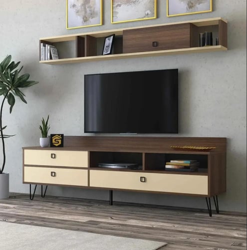طقم طاولات بني3 مع بيج-موديل Sh49