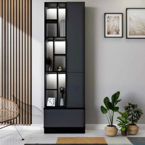 طاولة وسط مع طاولات خدمة اسود مع رمادي غامق-موديل...