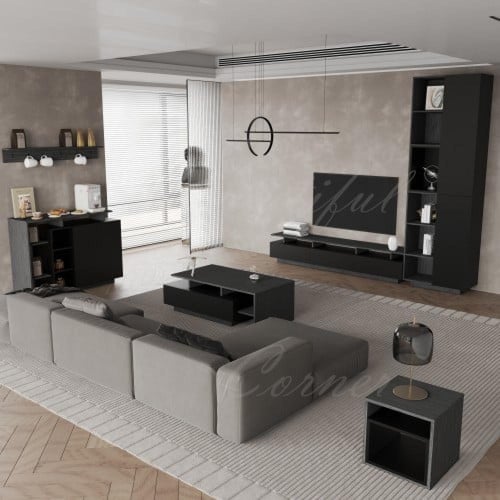 طاولة خدمة اسود مع رمادي غامق A- موديل Alfa