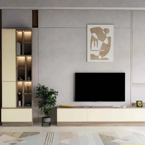 طاولة تلفزيون خشبي EX مع بيج- موديل Tv61