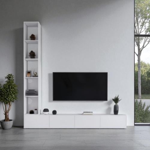 طاولة تلفاز معلقه لون ابيض-موديل Lusy plus