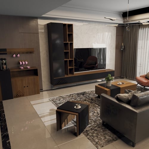 طقم طاولات خدمه اسود مع بني 2060 _موديل Sozan