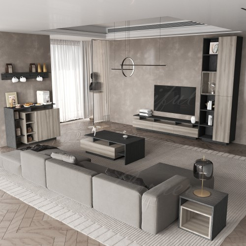 طقم طاولات رمادي 2031 مع رمادي 2020 -موديل Alfa