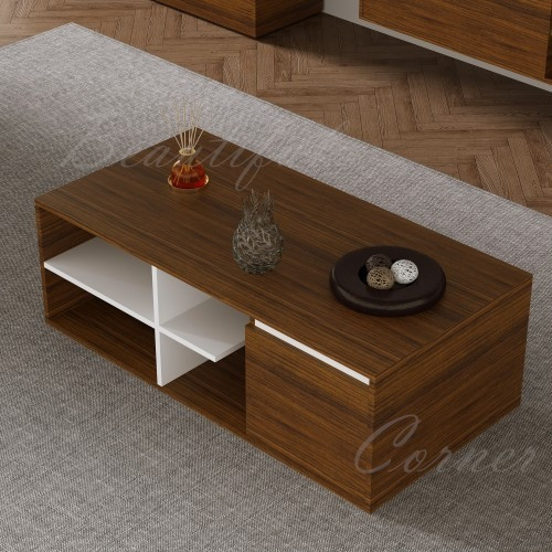 طاولة وسط بني 2001 مع ابيض-موديل Elm