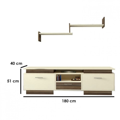 طاولة تلفزيون بني3 وبيج-موديل tv37