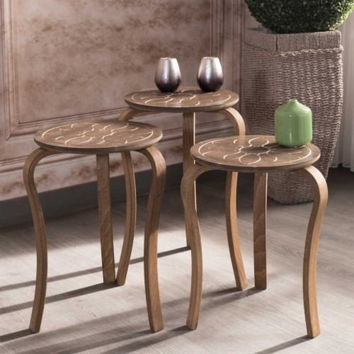 طقم مكون من 3 طاولات خدمة . موديل F-2010