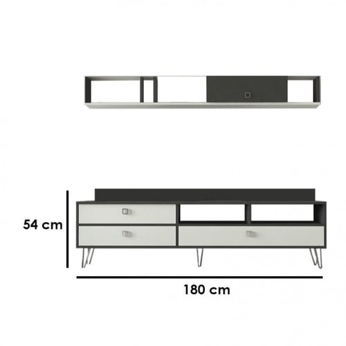 طاولة تلفزيون ابيض مع رمادي غامق-موديل Tv49