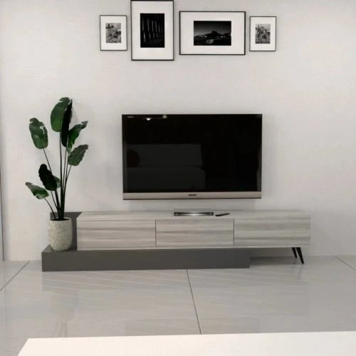 طاولة تلفزيون رمادي غامق ورمادي فاتح - موديل tv55