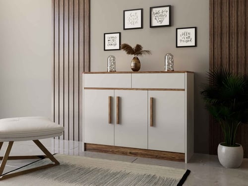 خزانة احذية ابيض مع خشبي -موديل JZ01