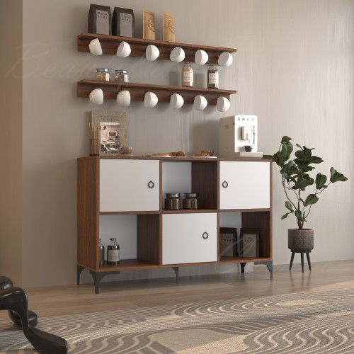 ركن كوفي بني مع ابيض- موديل Hexa