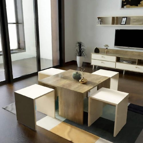 طاولة وسط بيج مع خشبي 1-موديل Ct49