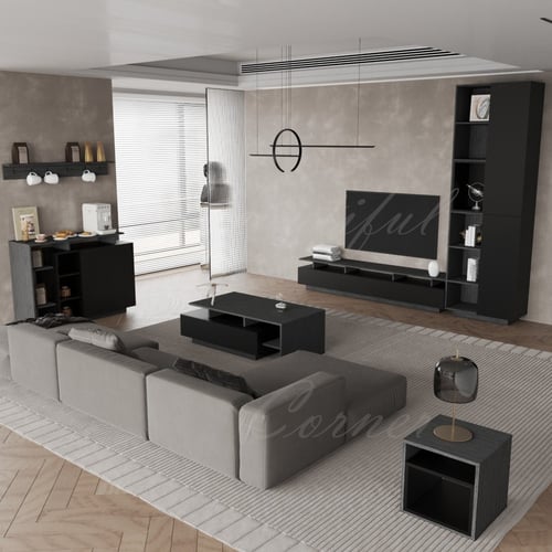 ركن كوفي اسود مع رمادي غامق A- موديل Alfa