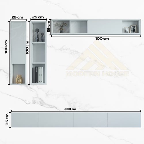 طاولة تلفاز مع رفوف لون ابيض -موديل Lusy