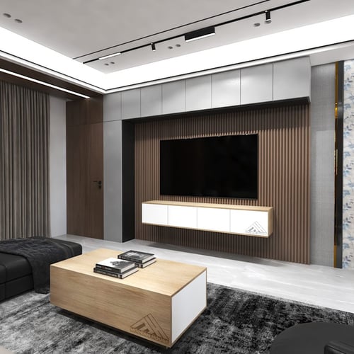 طاولة تلفاز لون ابيض مع بيج 2036 -موديل Lusy