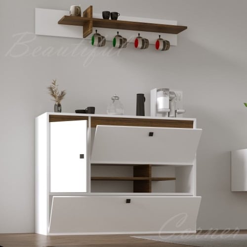 ركن قهوة ابيض مع بني-موديل Elm