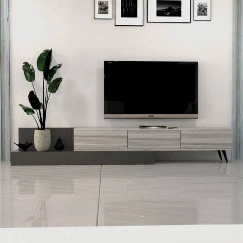 طاولة تلفزيون رمادي غامق ورمادي فاتح - موديل tv55