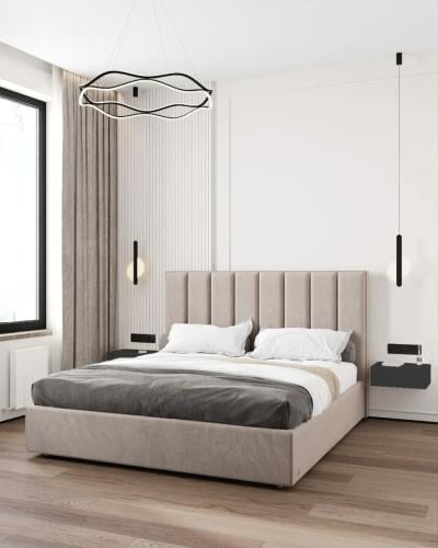 سرير مزدوج بتصميم مودرن رمادي هادئ – داريكس