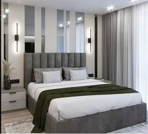 سرير مودرن تنجيد فاخر بتصميم عصري متناسق