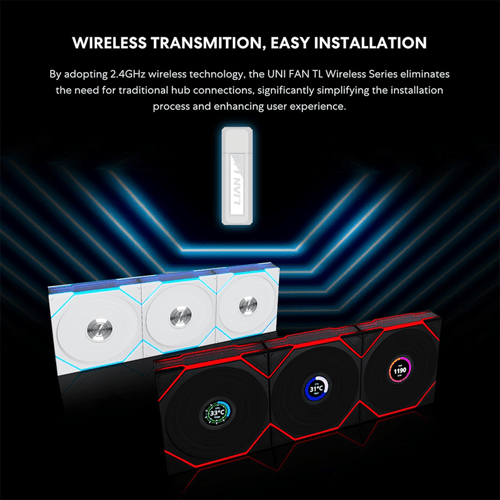 ليان لي UNI Fan TL Wireless 120 مجموعة 3 مراوح مع...