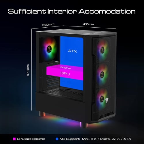 جامدياس ATHENA M6 LITE كيس بي سي بحجم ATX Mid Towe...