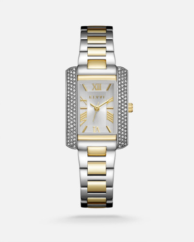 ساعة نسائية ستيل بلون فضي وذهبي