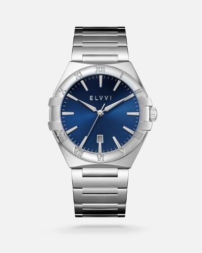 ساعة الفي رجاليه ستيل بلون فضي