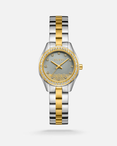 ساعة نسائية ستيل بلون فضي وذهبي